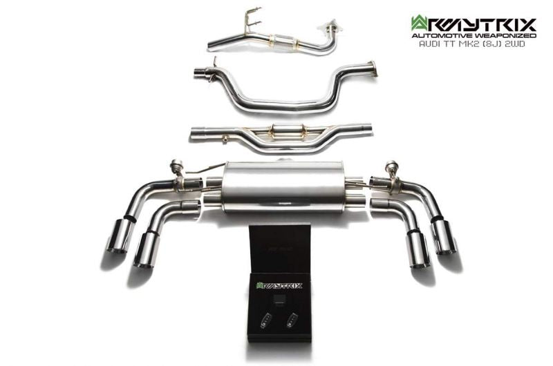 Armytrix exhaust system for Audi TT 8J MK2 2WD 1.8/2.0 TFSI Coupé (2006-2014) valvetronic exhaust system